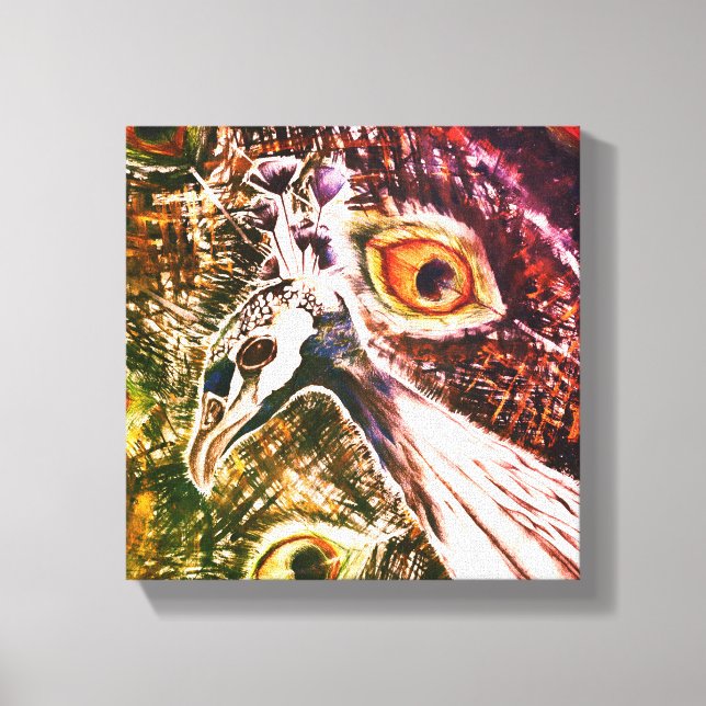 Impressão Em Tela PeacockFeatherLove Vibrant Painting (Frente)