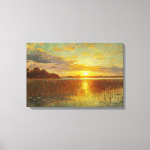 Impressão Em Tela Peder Monsted - Sunset sobre um fiorde dinamarquês