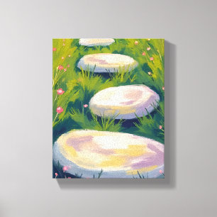 Impressão Em Tela Pedras de Jardim Aquarela