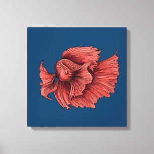 Impressão Em Tela peixe-de-luta siamês Coral