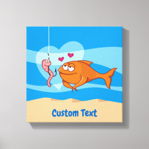 Impressão Em Tela Peixe e isco no amor