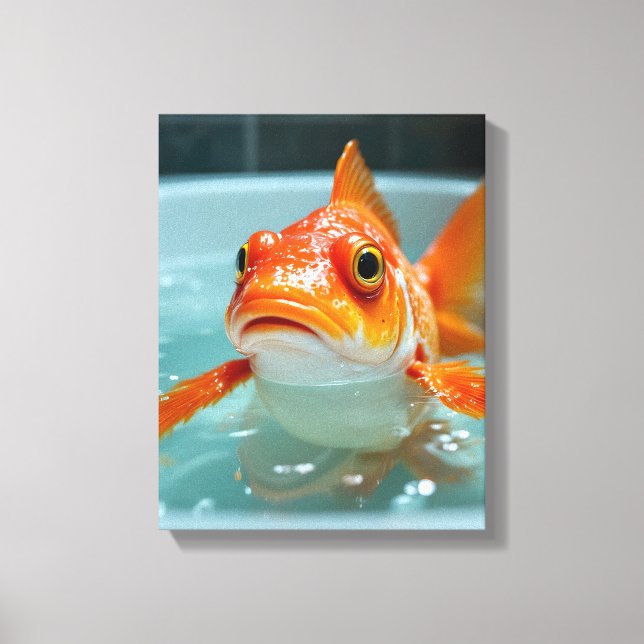 Impressão Em Tela Peixe engraçado no banho (Frente)