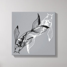 Impressão em Tela Peixe Koi Yin Yang Minimalista