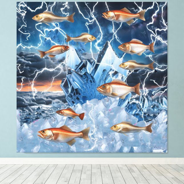 Impressão Em Tela Peixe-Relâmpago (Insitu(piso de madeira))