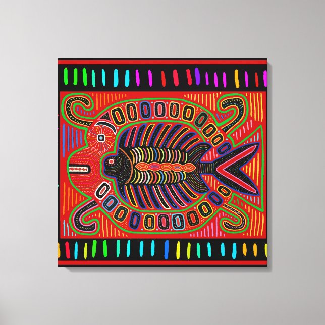 Impressão Em Tela Peixe Voador Mola Índio Cuna (Frente)