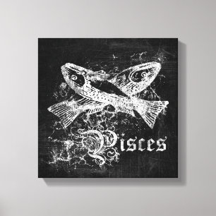 Impressão Em Tela Peixes de Zodiac Vintage