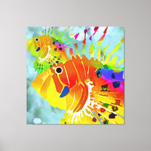 Impressão Em Tela Peixes tropicais