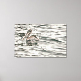 Impressão Em Tela Pelicano castanho na água