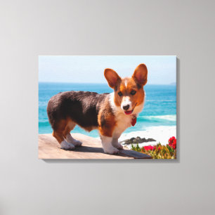 Impressão Em Tela Pembroke Welsh Corgi filhote de pé na mesa