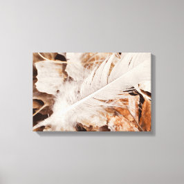 Impressão Em Tela Pena Branca Elegante Nas Folhas De Ouro