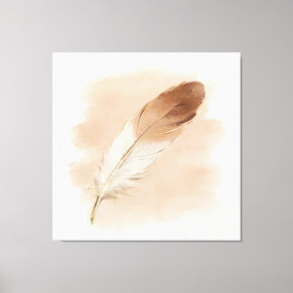 Impressão Em Tela Pena Marrom Neutra de Pintura a Óleo 3D Minimalist