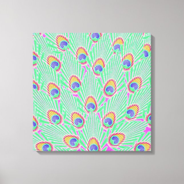 Impressão Em Tela Penas de Peacock abstrato (Frente)