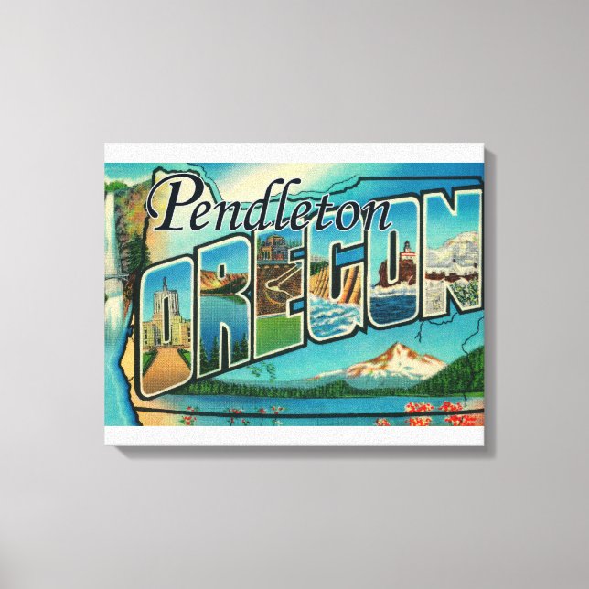 Impressão Em Tela Pendleton, Oregon - Cenas com Letras Grandes (Frente)