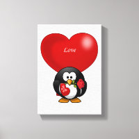 Penguin de Namorados de Impressão de Tela Esticada
