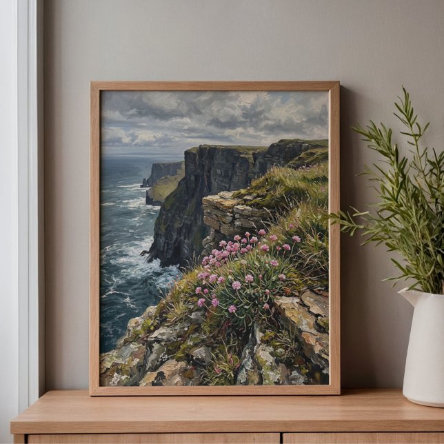 Impressão Em Tela Penhascos de Moher Sea Pinks Thrift Art (Criador carregado)
