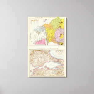 Impressão Em Tela Península de Balcãs e mapa de Constantinople