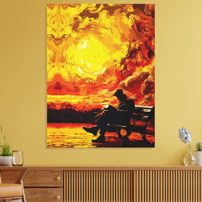 Impressão Em Tela Pensamento perdido - Reflexão sobre o Sol Surreal (Insitu(Sala de estar))