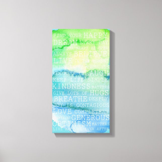 Impressão Em Tela Pensamentos Positivos Palavras Inspiracionais Azul (Frente)