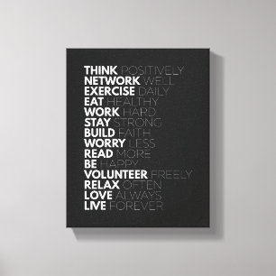Impressão Em Tela Pense Positivamente   Poster motivacional