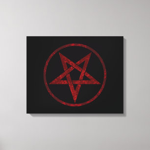 Impressão Em Tela Pentagrama do diabo vermelho