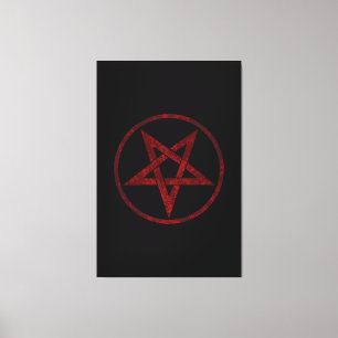 Impressão Em Tela Pentagrama do diabo vermelho