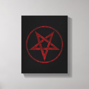 Impressão Em Tela Pentagrama do diabo vermelho