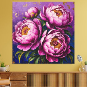 Impressão Em Tela Peônias Rosa Vibrante