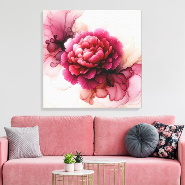 Impressão Em Tela Peony Pink Abstrato (Insitu(Sala de estar))