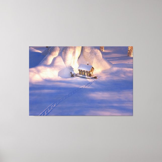 Impressão Em Tela Pequena Casa na Tela de Neve (Frente)