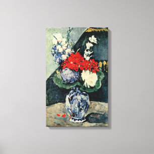 Impressão Em Tela Pequeno Delft Vase com Flores por Paul Cezanne