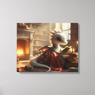 Impressão Em Tela Pequeno Dragão Bibliófilo