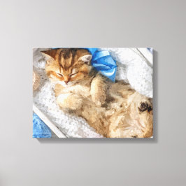 Impressão Em Tela Pequeno Gatinho Entre Os Fios