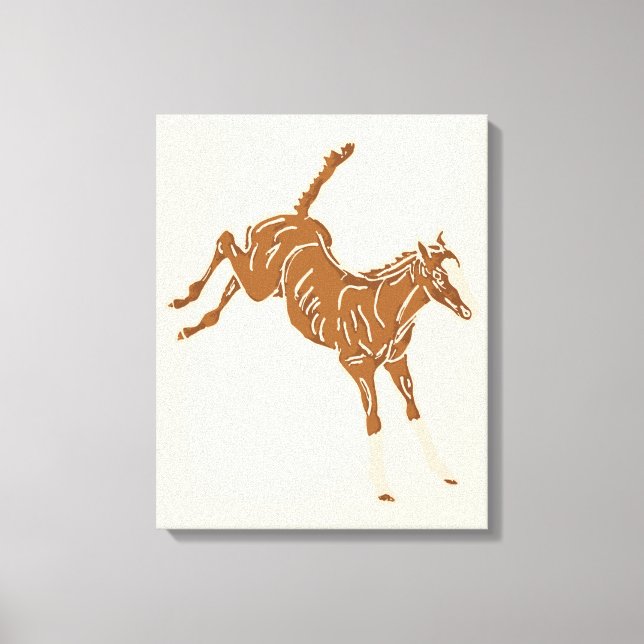 Impressão Em Tela Pequenos Cavalos Marrons - em cor-de-rosa salmão. (Frente)