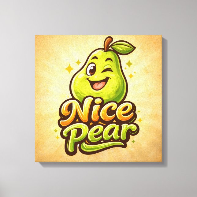 Impressão Em Tela Pera Boa - Sentindo-se Frutado - Amigos da Comida (Frente)