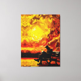 Impressão Em Tela Perdido em Pensamento – Reflexo Surreal do Pôr do 