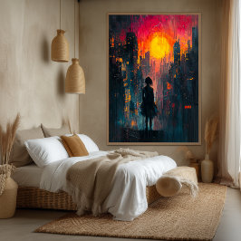 Impressão Em Tela Perdido na Cidade Expressionista Urbano Contemporâ
