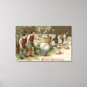 Impressão Em Tela Peregrinos que indicam ovos da páscoa