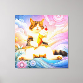 Impressão Em Tela Perfeitamente Adormecida – Gato Segurando Casquinh