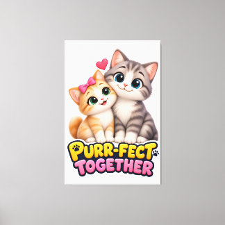 Impressão Em Tela Perfeitos Juntos Casal de Gatos Fofos Amor Gato En