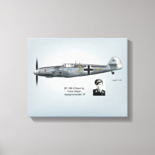 Impressão Em Tela Perfil de BF-109G Franz Stigler