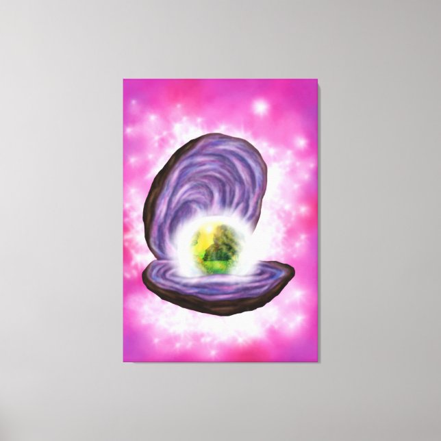 Impressão Em Tela pérola de fantasia de pintura artística em ostra (Frente)