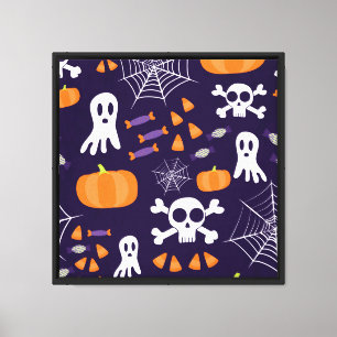 Impressão Em Tela Personagens Divertidos e Assustadores de Halloween