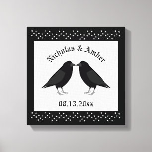 Impressão Em Tela Personalização do Casamento Gótico Beijando Ravens