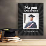 Impressão Em Tela Personalizada Classe Negra de Graduação 2025<br><div class="desc">A arte moderna da canvas negra mostrará seu formando por anos. Design apresenta uma foto quadrada do formando em branco com nome simples e clássico, ano de aula e texto de nome escolar que pode ser personalizado. Inclui um padrão sutil de explosão de estrelas. A cor preta de fundo pode...</div>