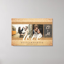 Personalizadas Duas Fotos de Casal com Brilho Dour