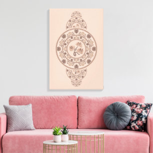 Impressão Em Tela Personalizado Mocha Rococo Lotus Mandala Ornamenta