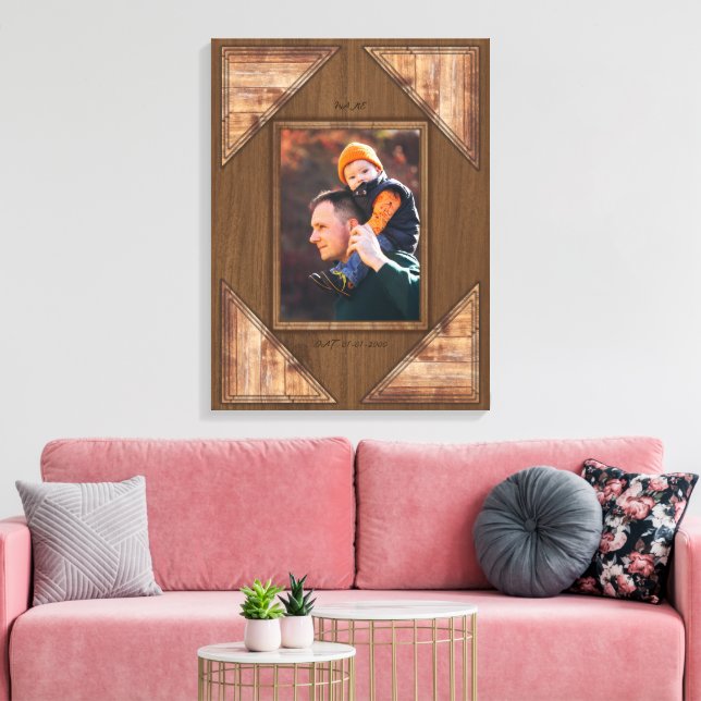 Impressão Em Tela Personalized 3D Rustic Wood Pattern Frame (Insitu(Sala de estar))