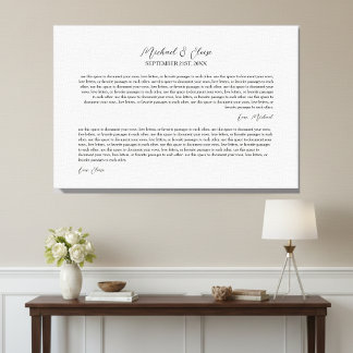 Impressão Em Tela Personalized Wedding Vows Keepsake