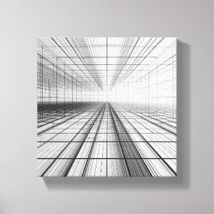 Impressão Em Tela perspectiva de grade arquitetônica, arte de estrut