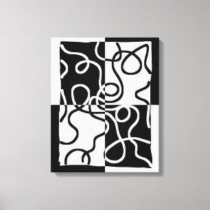 Impressão Em Tela Persuasão linear II: Abstrato preto e branco